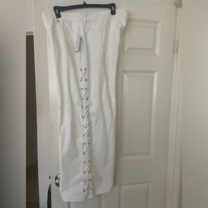 Eloquii White Lace-Up Jeans